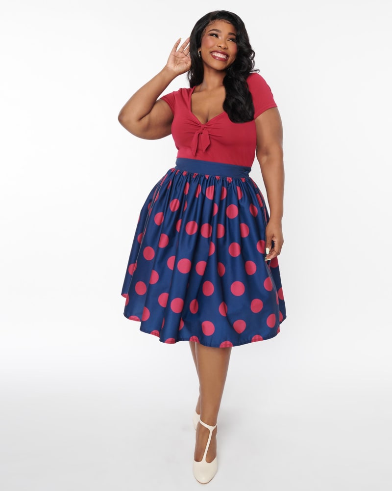 Navy shop burgundy skirt